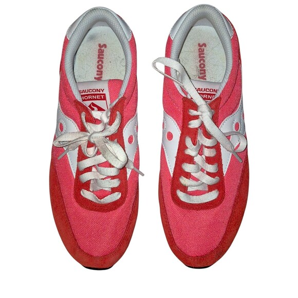 Saucony Shoes Womens 8.5 Bullet Running Sneakers Pink & White Suede Lace Up - Picture 1 of 6